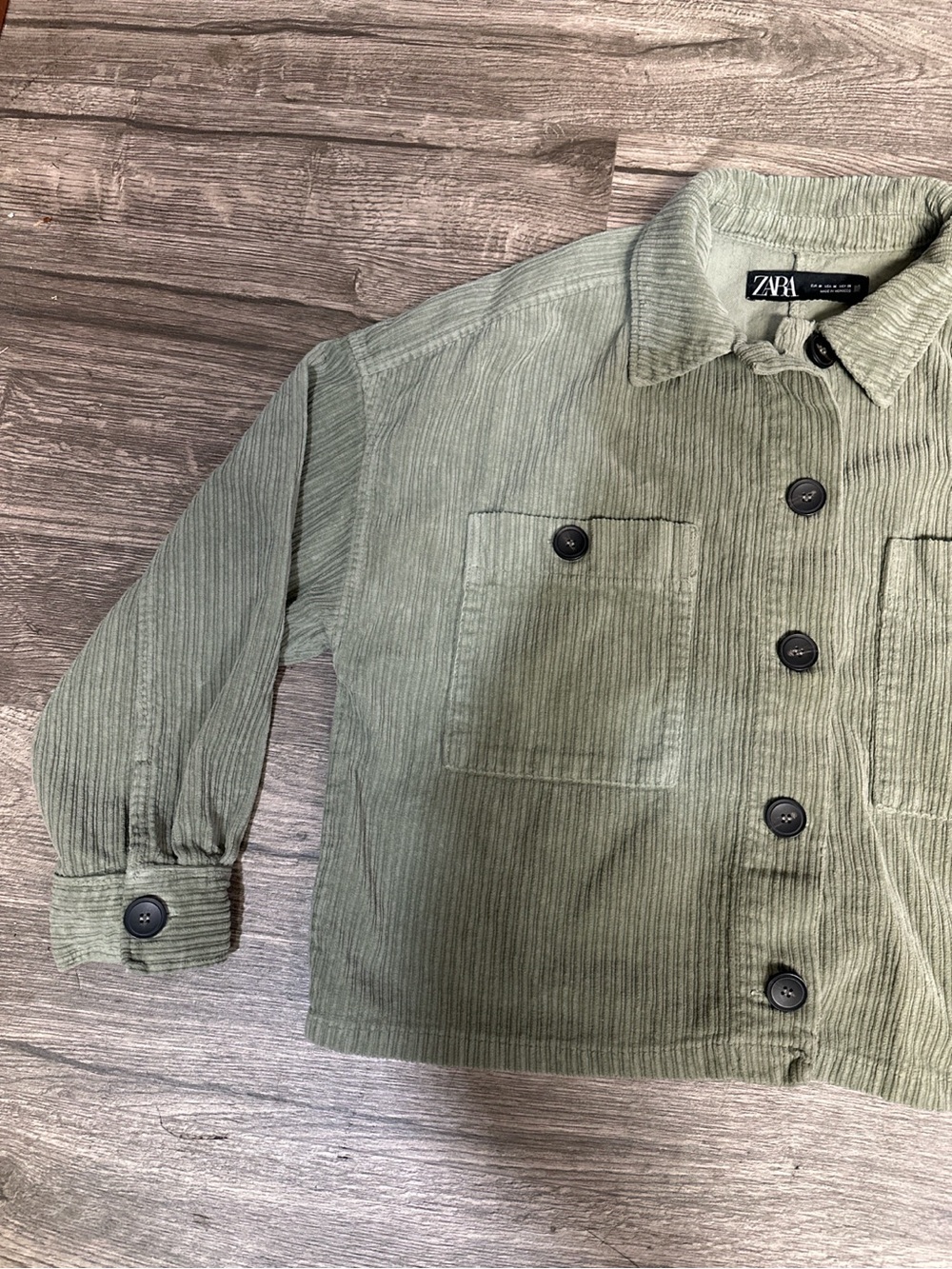 ZARA Sage Green Corduroy Cropped Shacket Jacket Size M - Picture 4 of 6